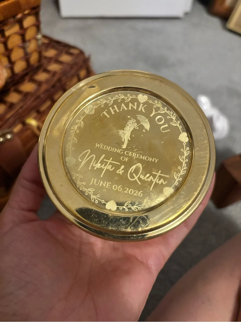 Vintage Indian Brass Wedding Favor Set - 'Nikita & Quentin